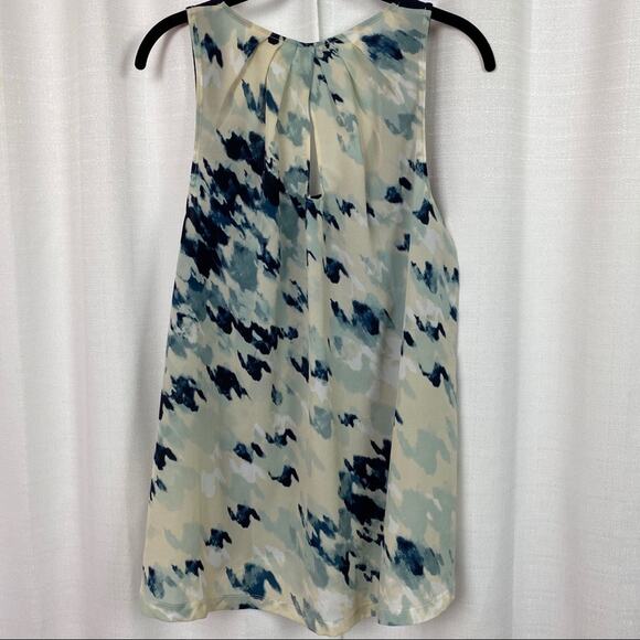 Anthropologie Deletta Mixed Media Blue Watercolor Keyhole Tank Top Sz.L - Picture 7 of 9